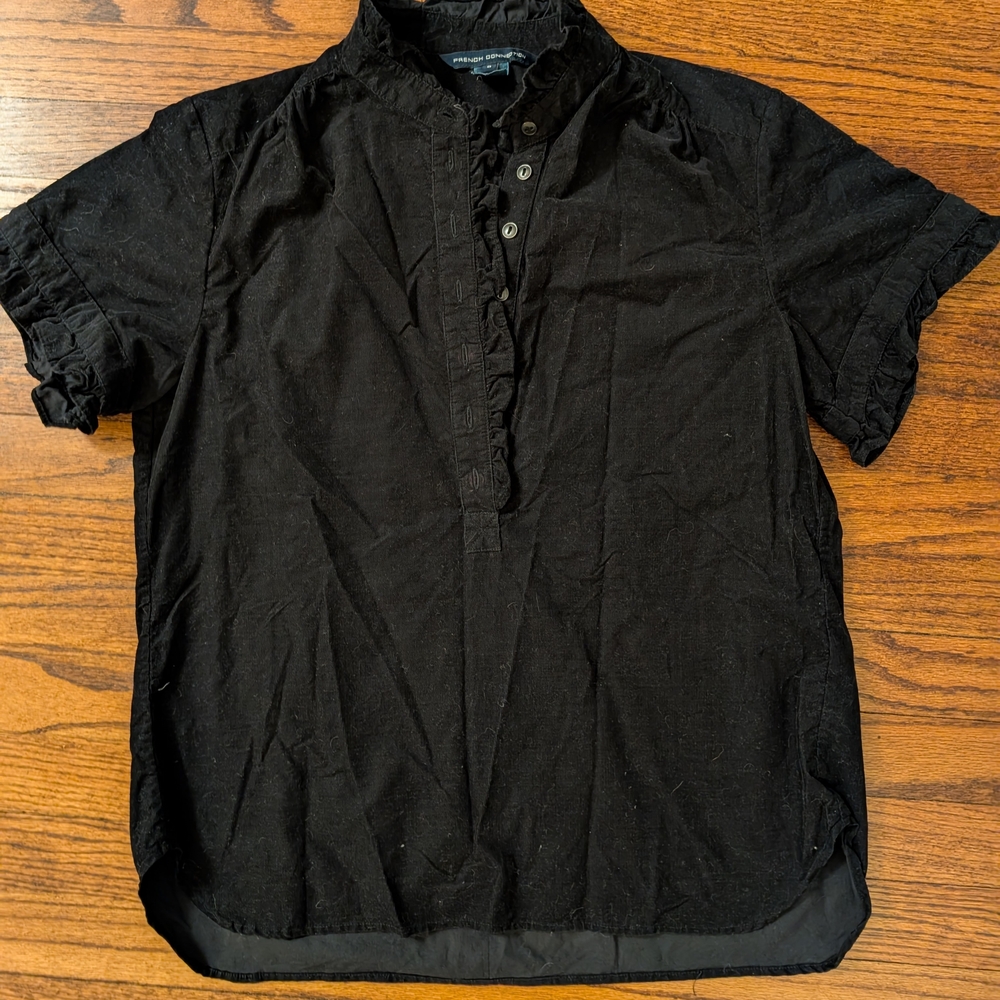 French Connection Black Button-Up Blouse
